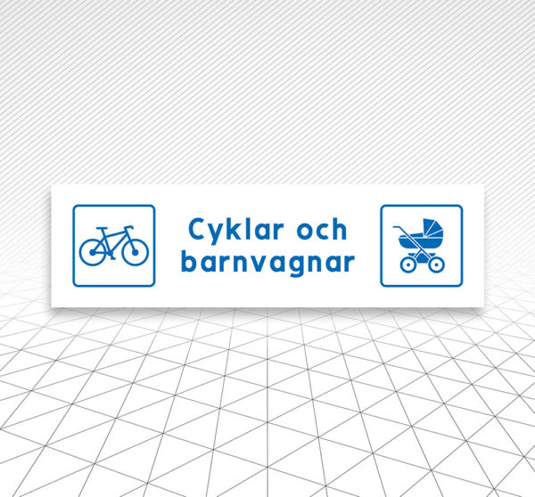 Skylt Cyklar barnvagnar Åtta.45 Tryckeri