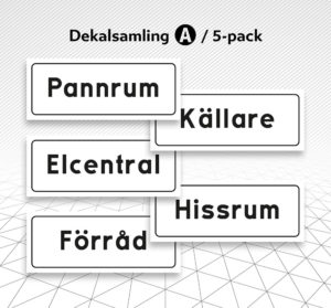 Dekal skylt samling A 5-pack Åtta.45 Tryckeri